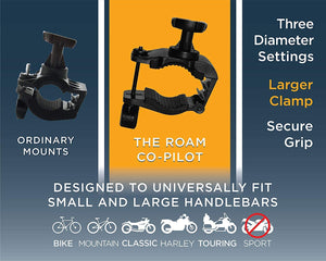 Roam Universal Premium Bike Phone Mount for Motorcycle - Bike Handlebars, Adjustable, Fits iPhone 11, X, XR, 8 | 8 Plus, 7 | 7 Plus, 6s Plus | Galaxy, S10, S9, S8, Holds Phones Up to 3.5" Wide