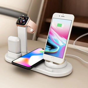 4-in-1 Charging Dock Station wi Qi Wireless Pad